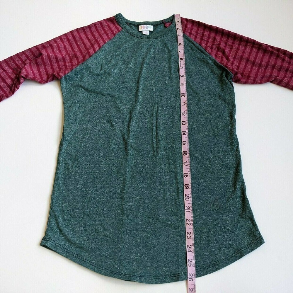 Green Raglan Stripe Lularoe XS Baseball Randy - Picture 3 of 5